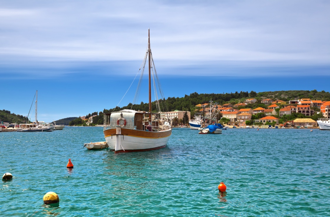 bay in Vela Luka, Korcula. Croatia.